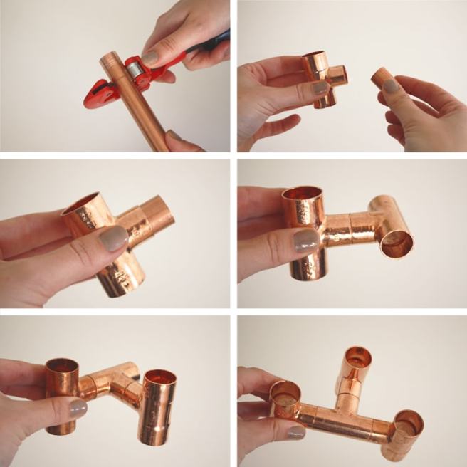 Assemblage bougeoire en cuivre